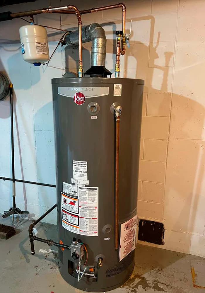 Residential water heater and plumbing connections